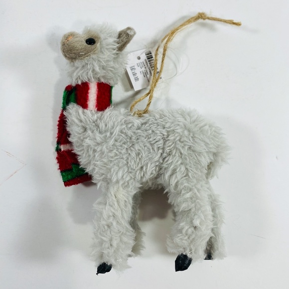 Christmas Ornament Llama Made Of Gray Faux Fur - Picture 2 of 4